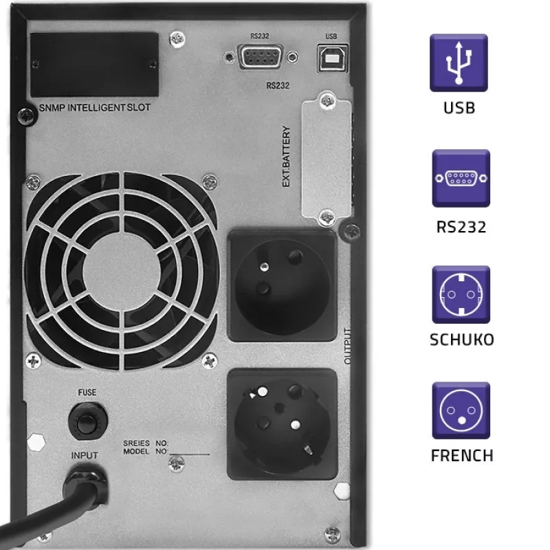 Unterbrechungsfreie Stromversorgung QOLTEC 53981 On line 2kVA, 2000 VA Kapazität