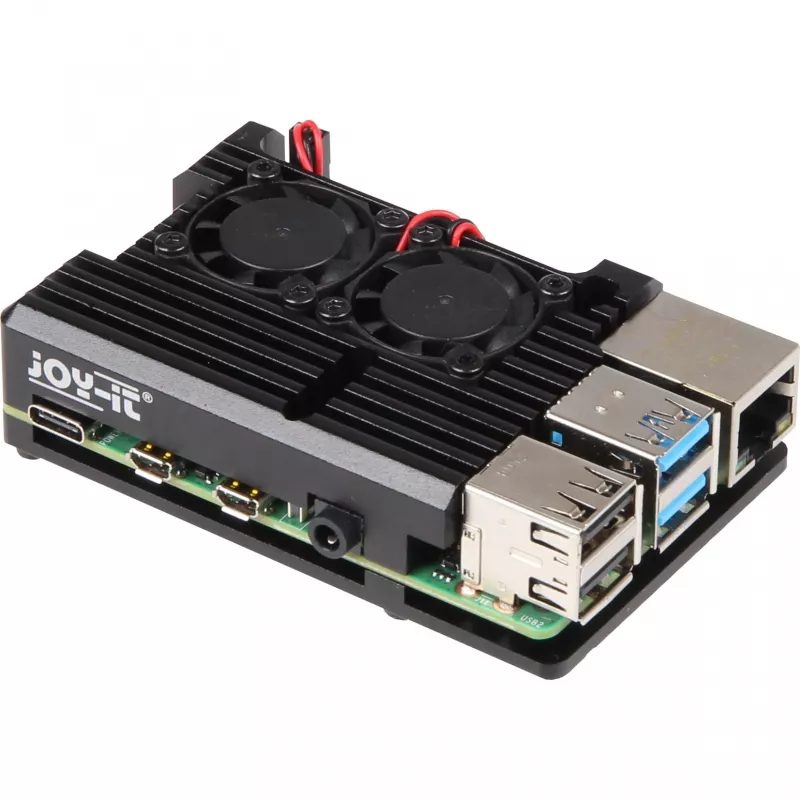 JOY-IT RPI CASE ALU07F - Gehäuse für Raspberry Pi 4, Alu, Lüfter, schwarz (RB-ALUCASEP4+07FAN)