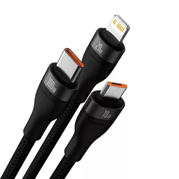 USB-Kabel Baseus CASS030101 1,2 m USB-A/USB-C USB-C/Micro-USB-B/Lightning Schwarz