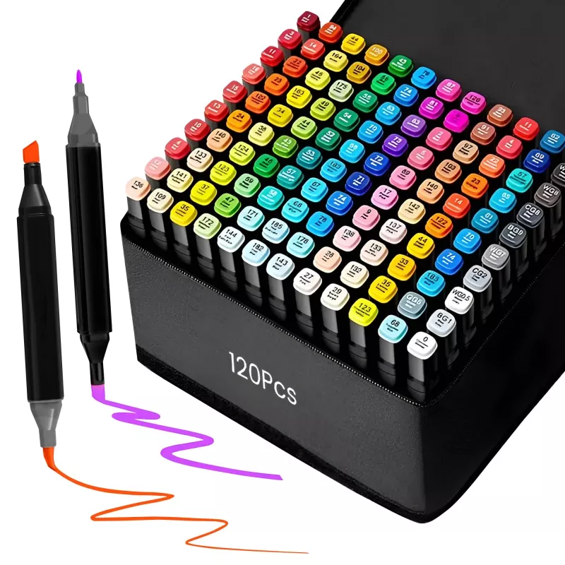 Alkoholmarker-Set Extralink 120 Farben Dual-Tips