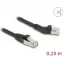 DeLOCK Netzwerkkabel RJ45 Cat.6A 45° links abgewinkelt auf gerade 0,25 m schwarz