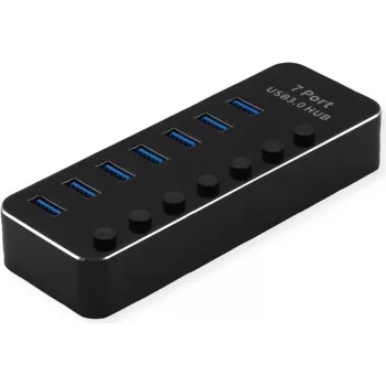 ROLINE USB3.2 Gen1 Hub, 7x A, Ports einzeln schaltbar (14.02.5057)