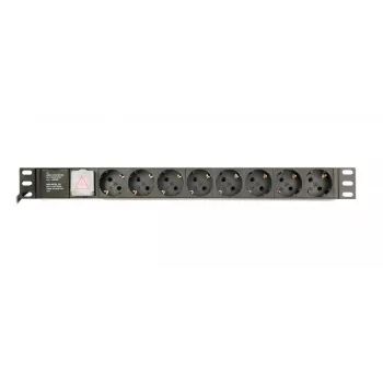 Power Distribution Unit GEMBIRD EG-PDU-014-C14, 8 AC-Ausgänge, C14-Eingang, 3 m Kabel, 1U, 3680 W, 10 A, Aluminium, schwarz