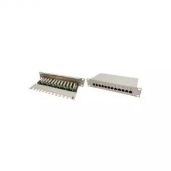Patch Panel Desktop - Patchfeld - CAT 6 - STP - RJ-45 X 12 - Grau, RAL 7035 -