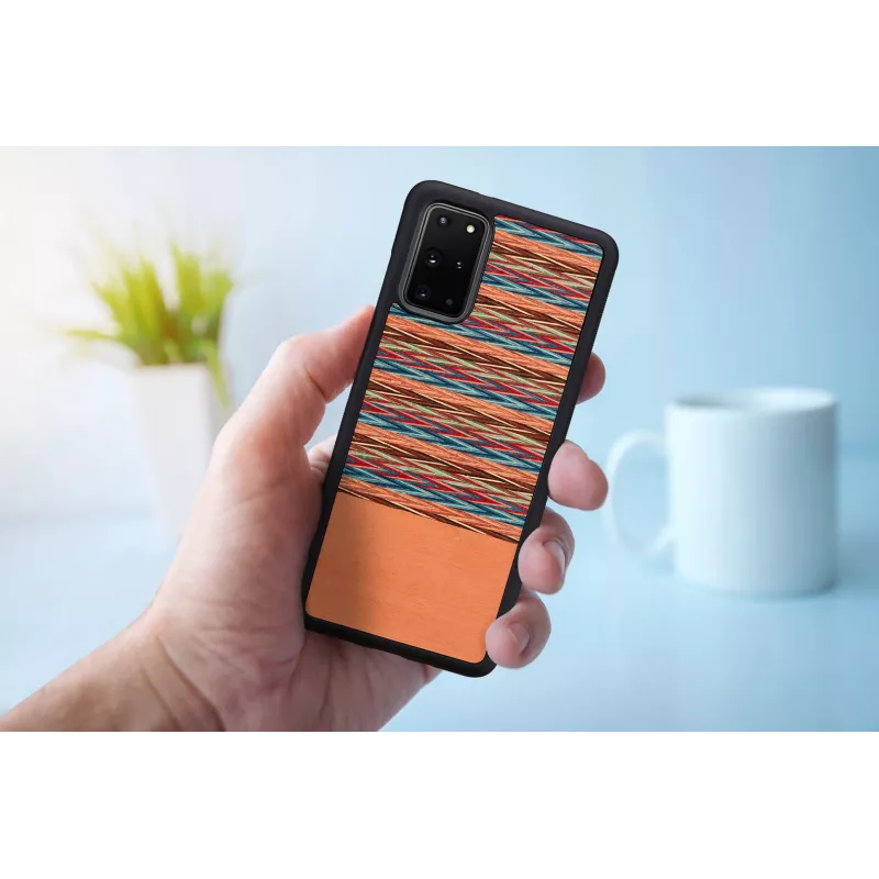 Handyhülle man and wood für Samsung Galaxy S20+ — braun kariert mit schwarzem Rand