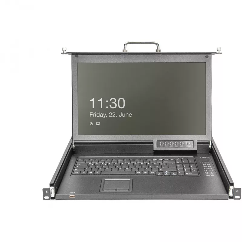 KVM-Konsole Digitus 17 Zoll HD LCD 8-Port VGA Deutsche Tastatur
