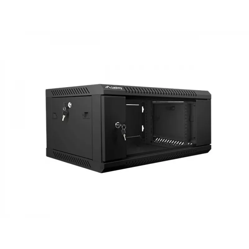 Wandmontierbarer Netzwerkschrank LANBERG WF01-6404-10B 4U 19 Zoll 600×450×285 mm IP20 schwarz, Tragfähigkeit 60 kg