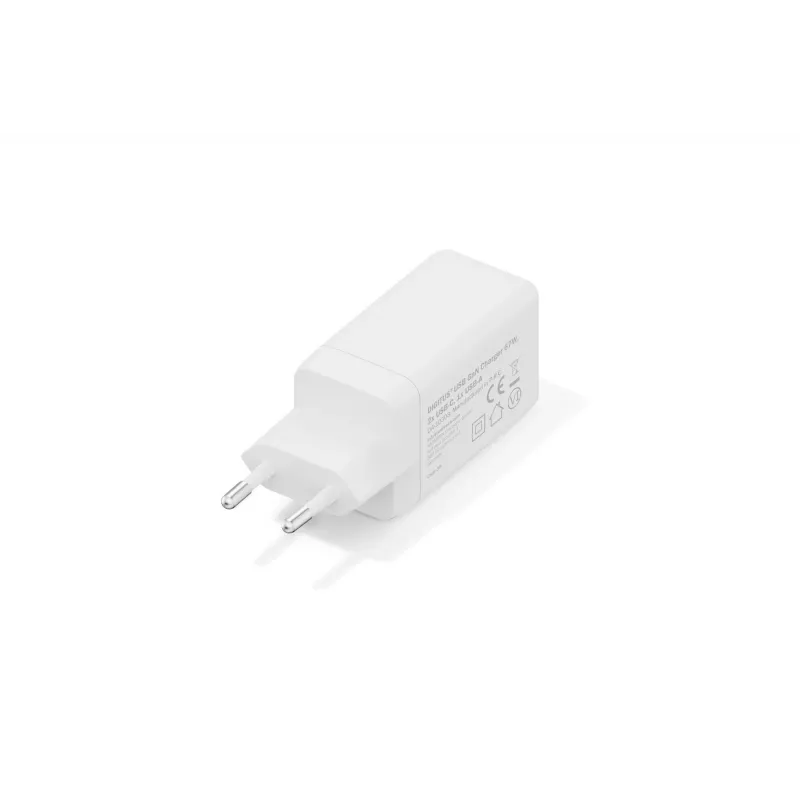 Wandladegerät DIGITUS DA-10303 67W GaN, 2× USB-C + 1× USB-A, 100–240V, weiß