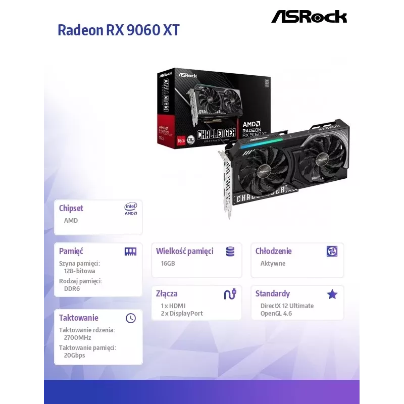 ASRock Radeon RX 9060 XT Challenger 16GB OC GDDR6 Grafikkarte