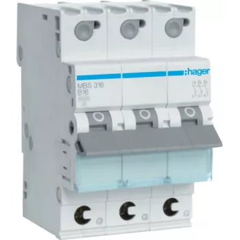 Hager MBS316 B-Typ 3P 3-Modul-Leitungsschutzschalter (MBS316)