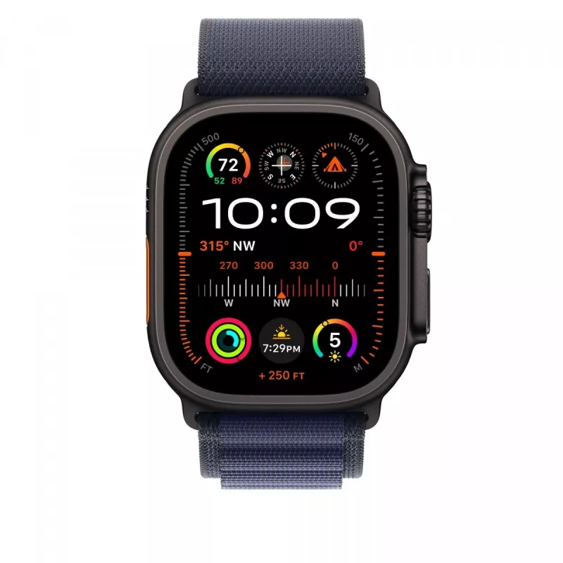 Apple 49 mm Navy Alpine Loop - Klein - Schwarzes Titan-Finish