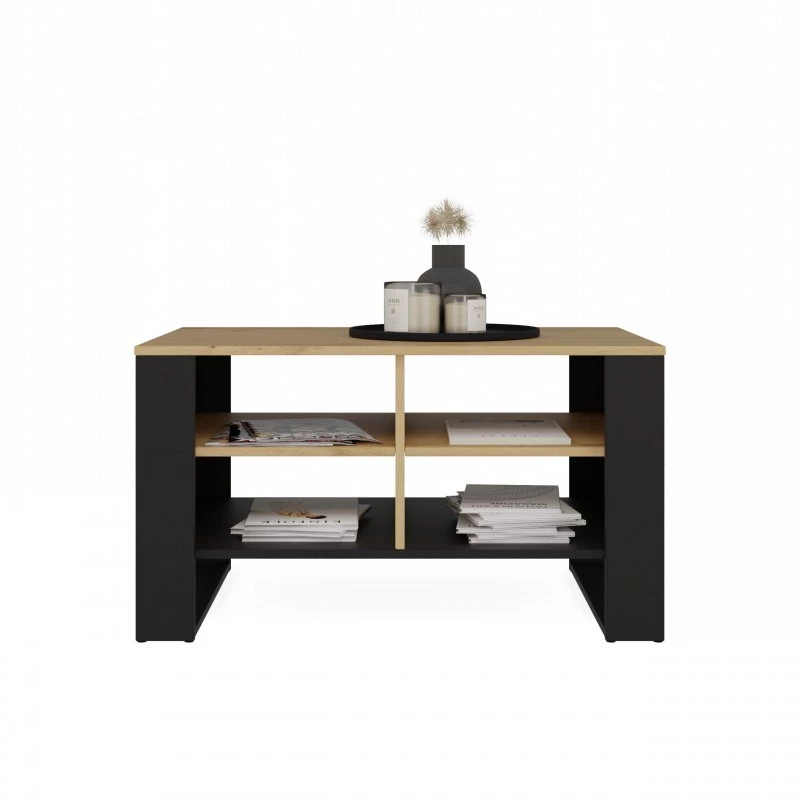 Couchtischplatte e shop STOLIK KAWOWY ŁAWA MODERN 4P schlank Dąb Artisan / schwarze Frezy