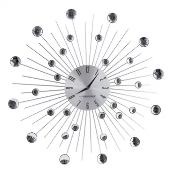 Wanduhr ESPERANZA EHC002 — mechanisch, rund, 50 cm Durchmesser, 25 mm Tiefe, Aluminiumrahmen, Glasabdeckung, Edelstahl-Finish