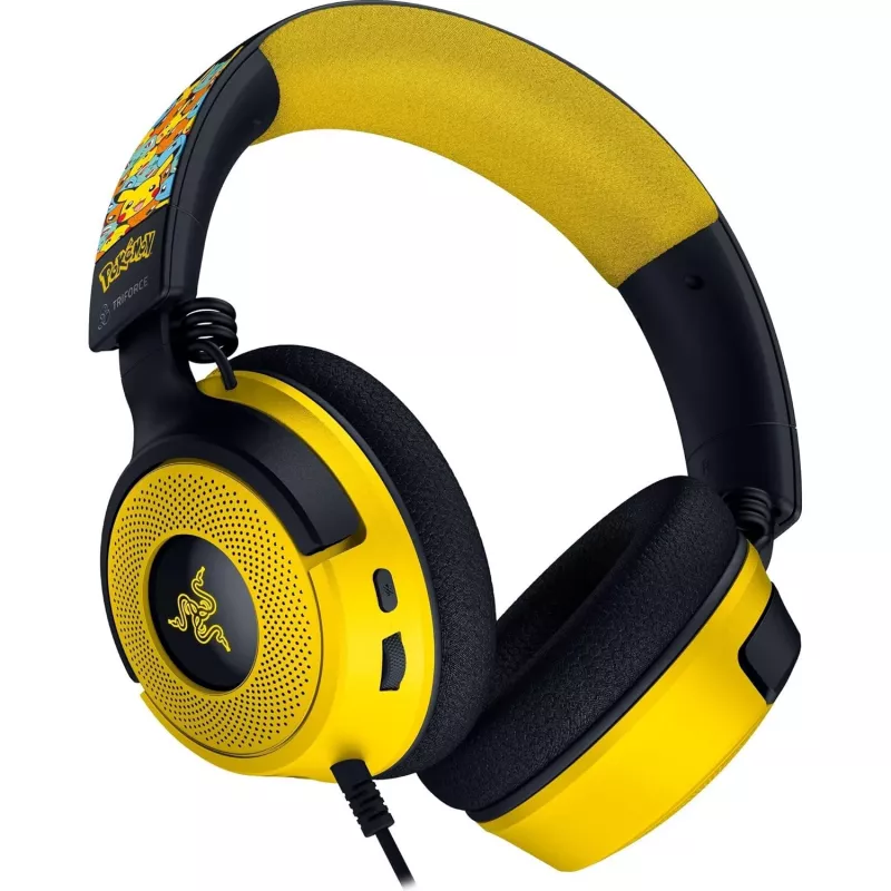 Headset Razer Kraken V4 X Pokemon — Kabelgebunden USB-C/USB-A, Supraaural, 20–20000 Hz, 1,8 m Kabel, 310 g, Schwarz/Gelb