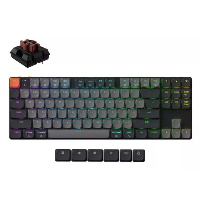 Mechanische Tastatur Keychron K1X-B3 — 80 % Formfaktor, USB + Bluetooth, QWERTY Englisch, 87 Tasten, RGB, Grau
