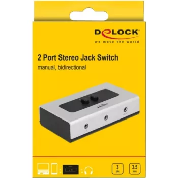 Audio-Klinken-Umschalter 3,5 mm 2 Ports manuell bidirektional, Schalter Grau/Schwarz