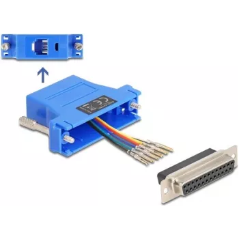 Delock D-Sub 25-polige Buchse auf RJ12 Montagesatz Blau (67100)