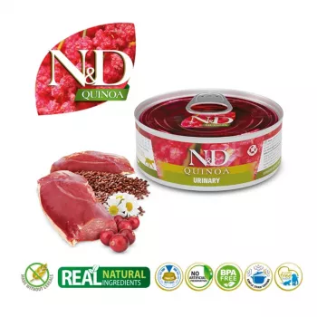 Nassfutter für Katzen Farmina N&D Quinoa Urinary Adult Beutel 80 g — Ente, getreidefrei, Harnwegsgesundheit