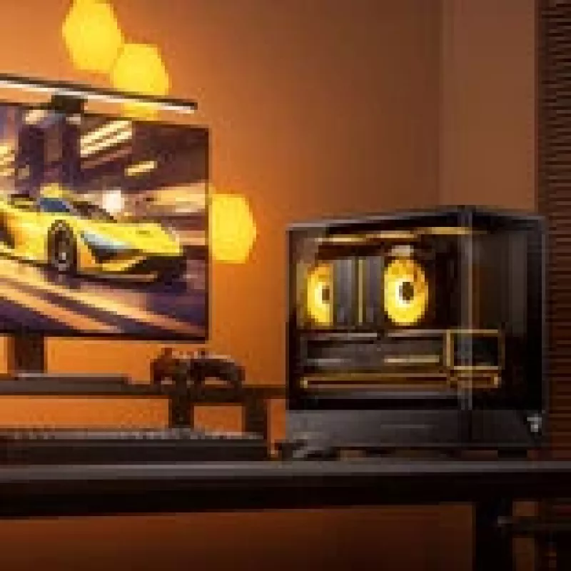 Computer case Jonsbo D200 midi-tower mATX tempered glass mini temp display Schwarz