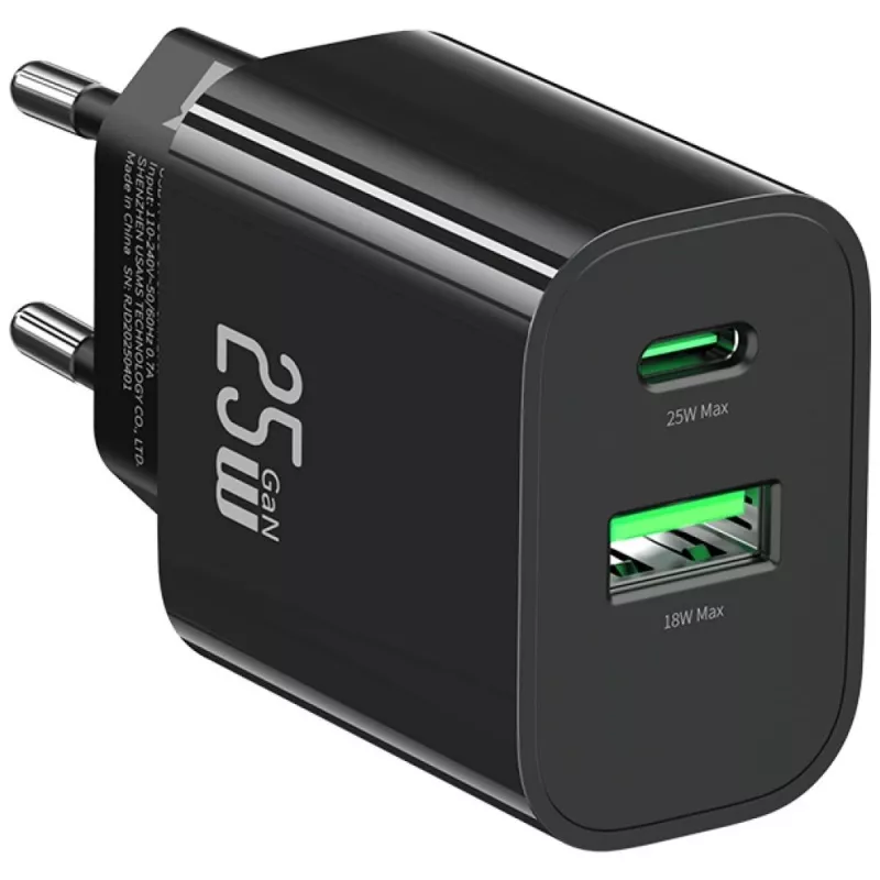 USB-Ladegerät usams USA001629 25W 1×USB-C + 1×USB-A Schnellladung