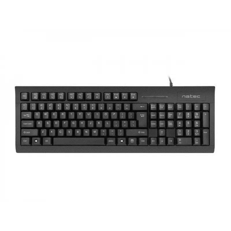 Kabelgebundene Volltastatur NATEC MORAY Home/Office USB QWERTY US International Schwarz, 104 Tasten, Nummernblock