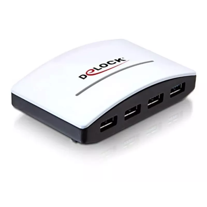 USB Hub DeLOCK 4 Port 5000 Mbit/s Schwarz Weiß