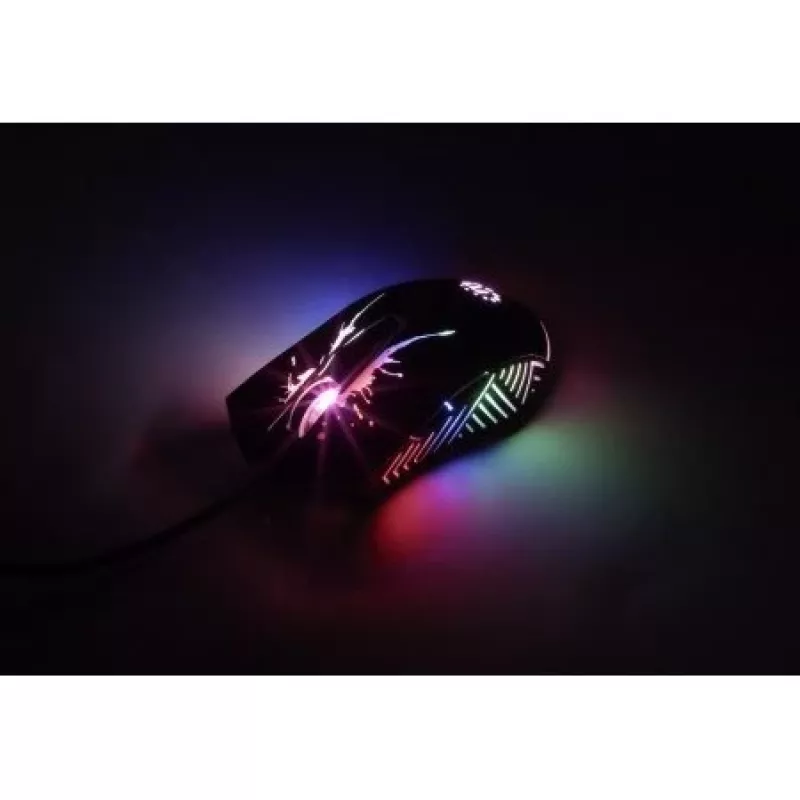 Manhattan Gaming-Maus mit LEDs, kabelgebunden, sieben Tasten, Scrollrad, 7200 dpi, Schwarz mit LED-Beleuchtung, drei Jahre Garantie