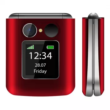 Flip-Telefon Beafon Fold 10 Silver Line Rot-Silber Dual SIM