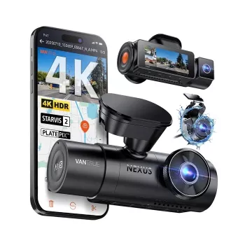 Auto-Dashcam VANTRUE N4 PRO S 3-Kanal (Front + Innenraum + Heck), 3840x2160, F/1.8, Wi‑Fi, GPS, 3,19 Zoll Display