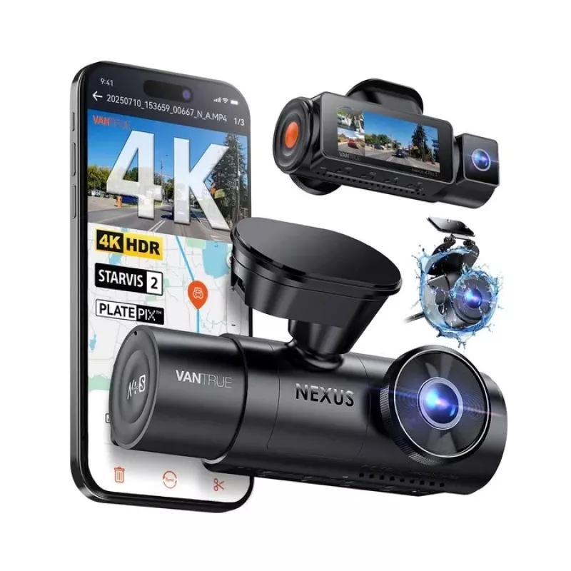 Auto-Dashcam VANTRUE N4 PRO S 3-Kanal (Front + Innenraum + Heck), 3840x2160, F/1.8, Wi‑Fi, GPS, 3,19 Zoll Display