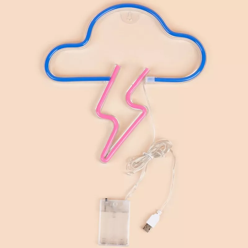 Neonlicht MANTA SNL71BL Wolke mit Blitz Blau‑Pink – dekoratives LED-Neonschild