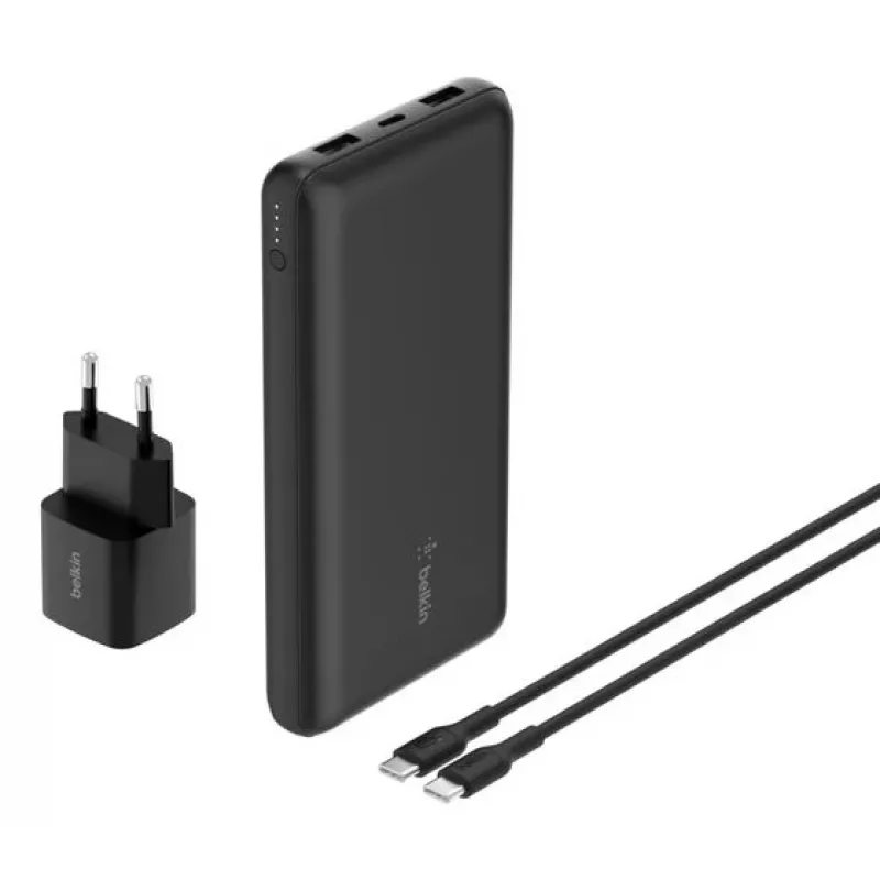 Belkin BoostCharge - Powerbank + AC-Netzteil - 20000 mAh - PD - 3 Ausgangsanschlüsse (24 Pin USB-C, 2 x USB)