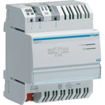 Netzteil-Transformator Hager TXA111, 230 V AC Eingang, 30 V DC Ausgang, 0,32 A, grau
