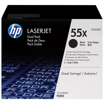 HP 55X 2er-Pack Hohe Reichweite Schwarz Original LaserJet Tonerkartuschen