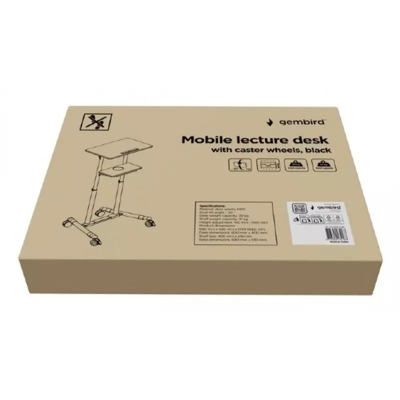 Stehpult Gembird TVS-DESK-01-BK Schwarz 20 kg 1110-1345 mm