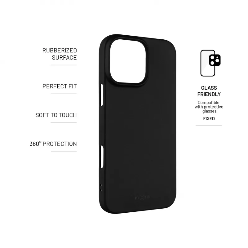 Fixed | Story | Rückseitenabdeckung | Apple | iPhone 16 Pro Max | Gummi | Schwarz