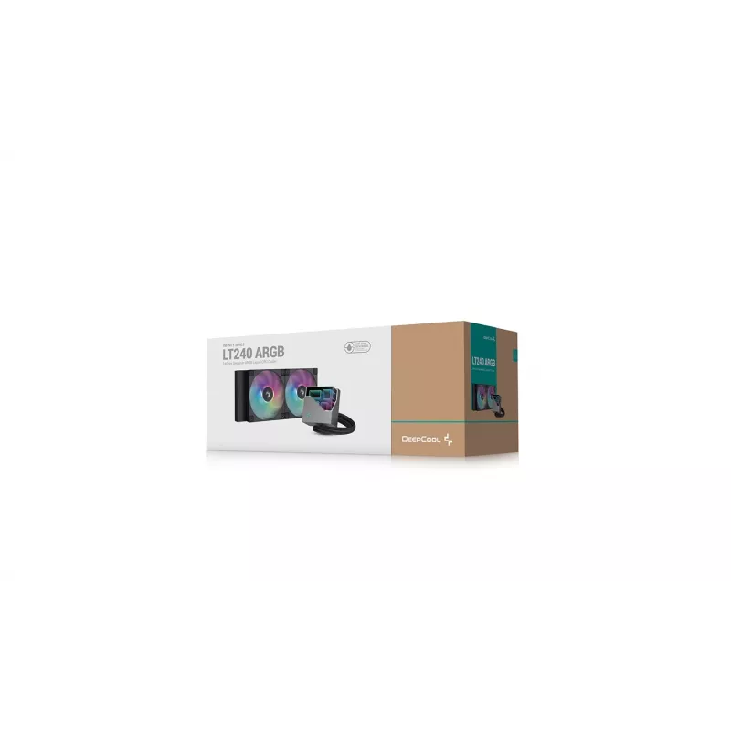 All-in-One-Flüssigkeitskühler DeepCool LT240 — 240-mm-Radiator, 2x 120-mm-PWM-Lüfter, hydrodynamisches Lager, LGA-1200-Unterstützung, schwarz