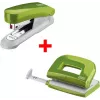 Hefter- und Locher-Set NOVUS E15+ und E210 — Tischhefter mit Zangenlocher, grün