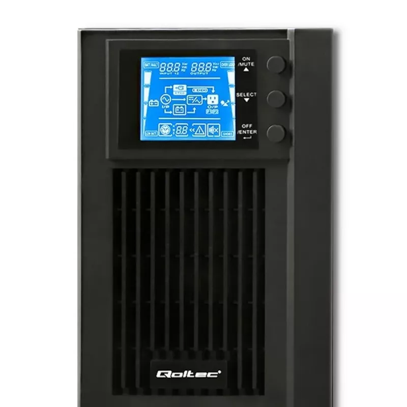 Qoltec 53042 USV (unterbrechungsfreie Stromversorgung) Doppelwandlung (Online) 1 kVA 800 W 2 AC-Ausgänge