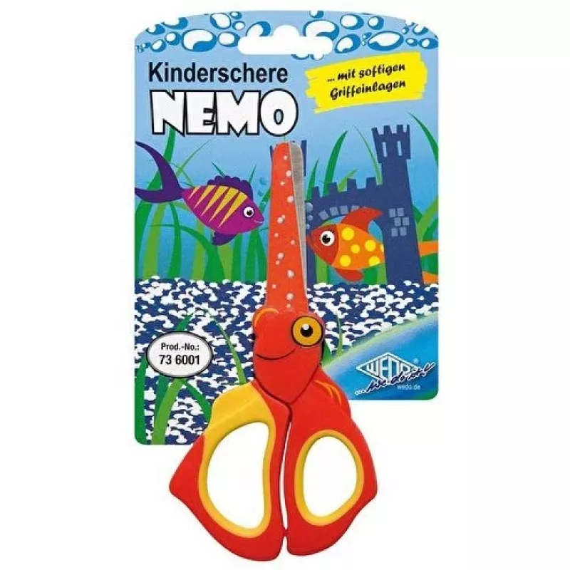 WEDO 73 6001 Kinder-Bastelschere, gerader Schnitt, 130 mm, rot-gelb