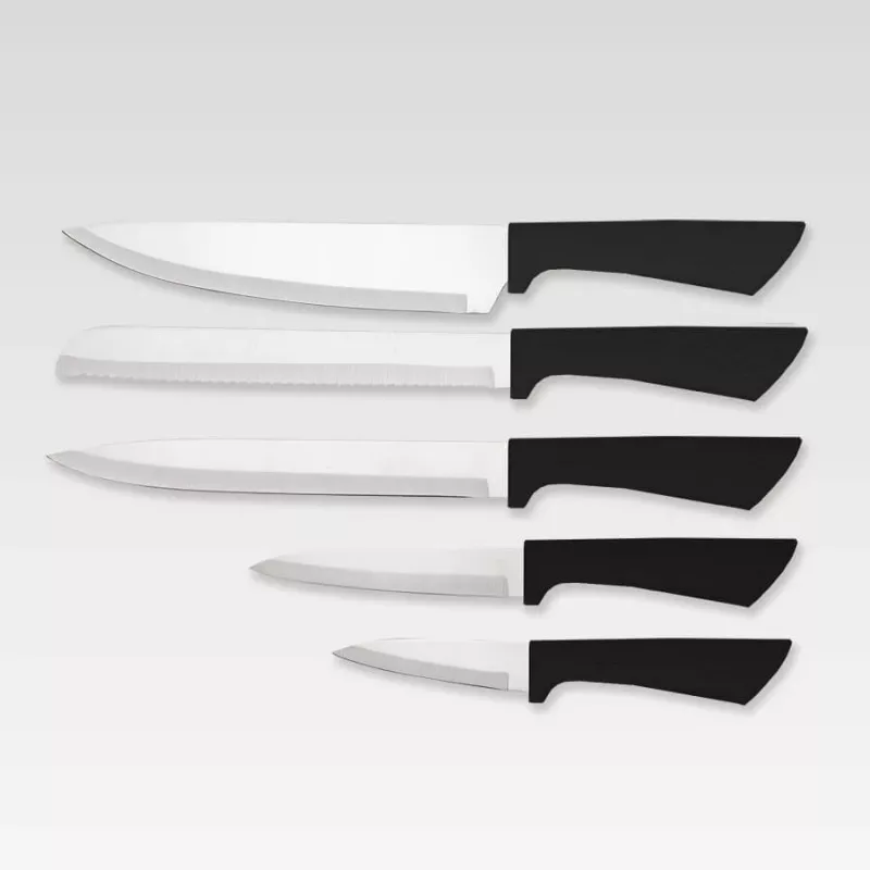 Messer- und Besteckblock-Set Maestro MR-1413 – schwarz, 8-teilig, Edelstahlklingen mit Halter, Papierhandtuchständer