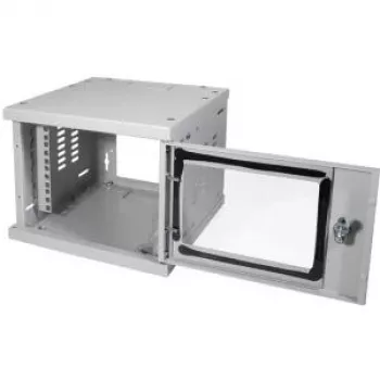 LogiLink W06Z33G 10" SoHo Wandgehäuse, 4U, Glastür, Hellgrau