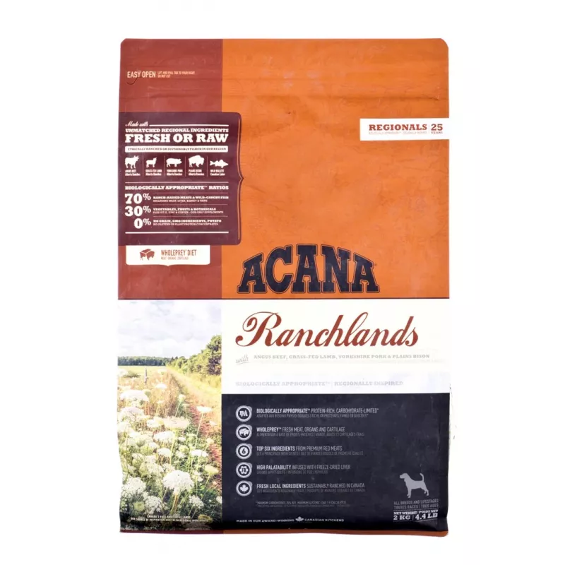 ACANA Highest Protein Ranchlands Dog - Trockenfutter für Hunde - 2 kg
