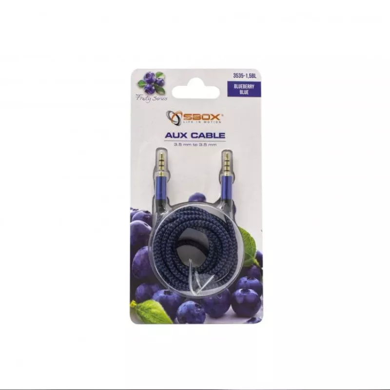 Sbox 3535-1.5BL AUX-Kabel 3,5mm auf 3,5mm Blaubeerblau
