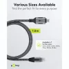 Wentronic goobay - Netzwerkkabel - 24 Pin USB-C (M) auf RJ-45 (M) - 1,0 m - 6 mm - FTP - CAT 6 - USB 3.1 - geflochtenes Kabel - Schwarz, Silber (70696)