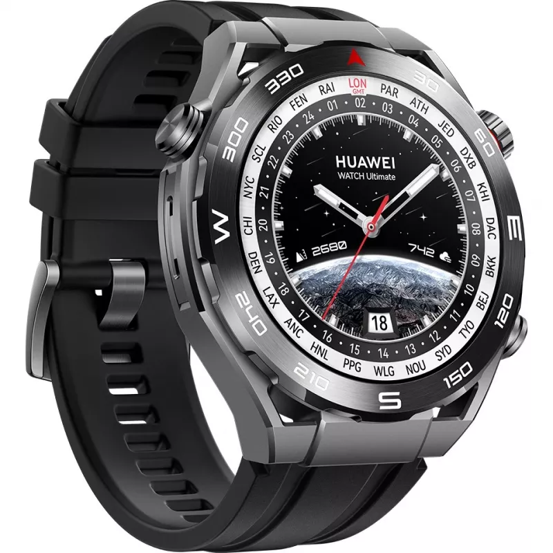 Huawei Watch Ultimate – Smartwatch mit Armband – hydriertes Nitrilkautschuk (HNBR) – Handgelenksumfang: 140–210 mm – Anzeige 3,8 cm (1,5 inch) – NFC, Bluetooth