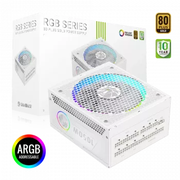 Gamemax Netzteil, 80 PLUS, Gold | RGB 1050G WH | 1050 W
