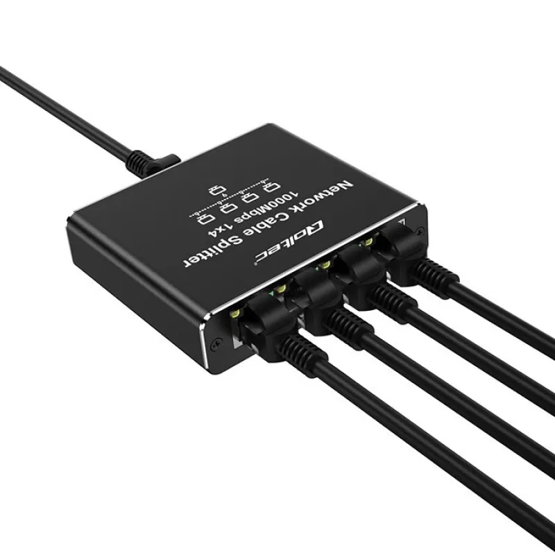 Ethernet Mini Switch QOLTEC 52293 1x4 RJ45, unmanaged Netzwerk-Splitter 1-in 4-out