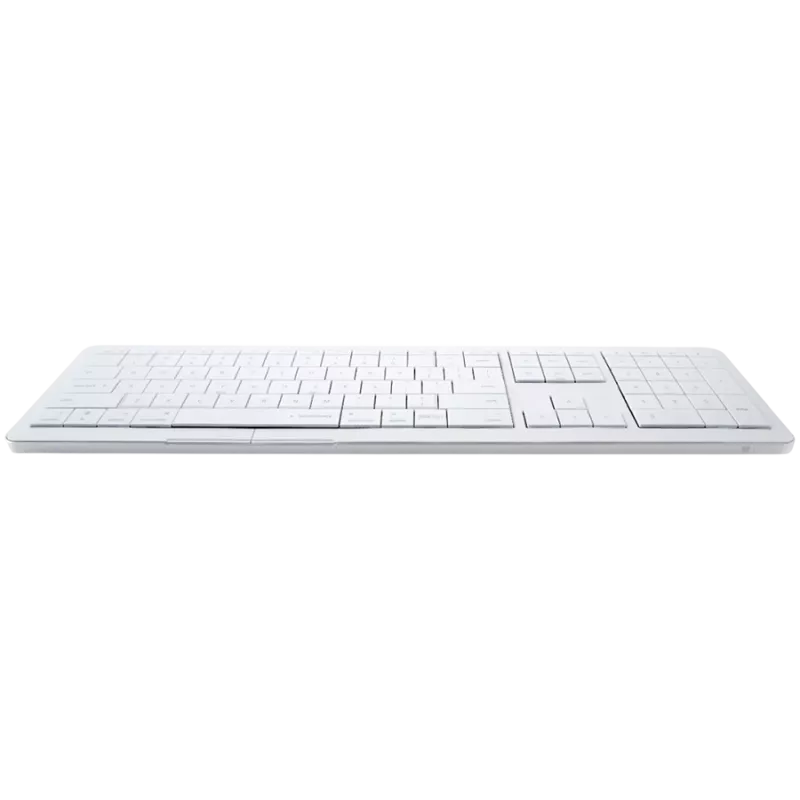 Kabellose Tastatur CLEVETURA CLVX 1 Touch-On-Keys AI — ANSI US Mac-Layout, Scissor-Switches, Aluminiumgehäuse, interaktives RGB