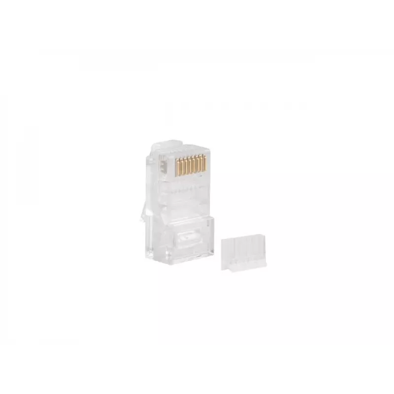 LANBERG RJ-45-Steckverbinder PLU-6000 für Cat6 U/UTP-Kabel, transparent/weiß, 100er-Pack
